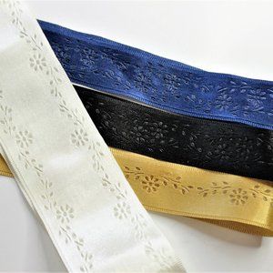 Fancy Satin Ribbon PreCut Golden Black Navy Ivory